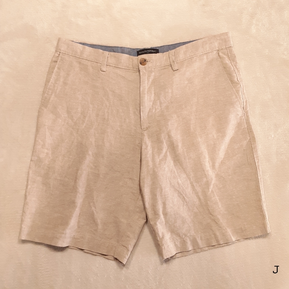 Banana Republic Mens Aiden Chino Shorts Sz.33/Beige Cotton Linen 8" Inseam - Picture 8 of 8
